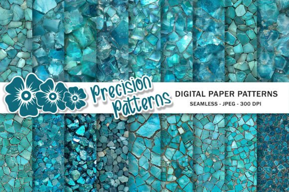 Aqua Quartz Crystal Digital Paper for Modern Design
