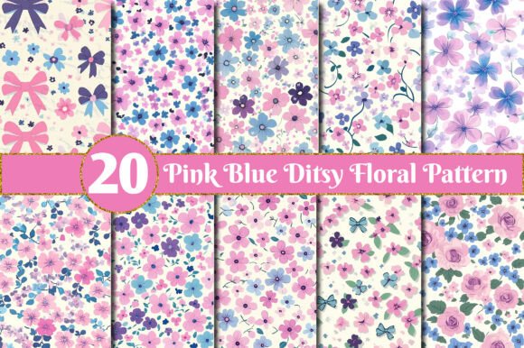 Coquette Pink Blue Ditsy Floral Pattern Guide