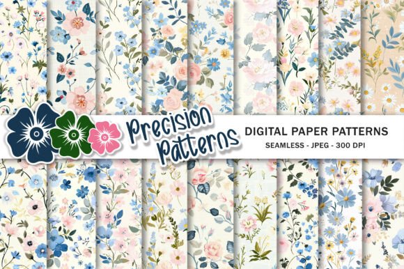 Country Ditsy Floral Digital Paper for Crafters