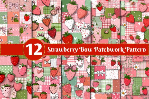 Elevating Digital Aesthetics: The Strategic Role of the Strawberry Bow Patchwork Seamless Pattern