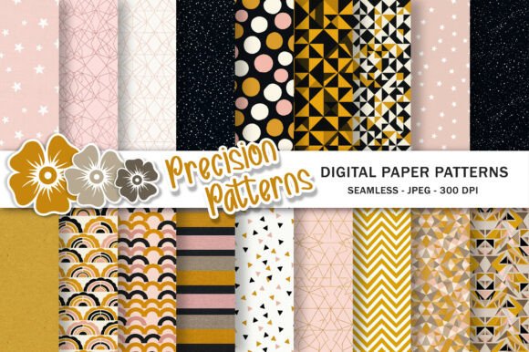 Elevating Visual Design with Mustard Pink Black Geometric Pattern Collections