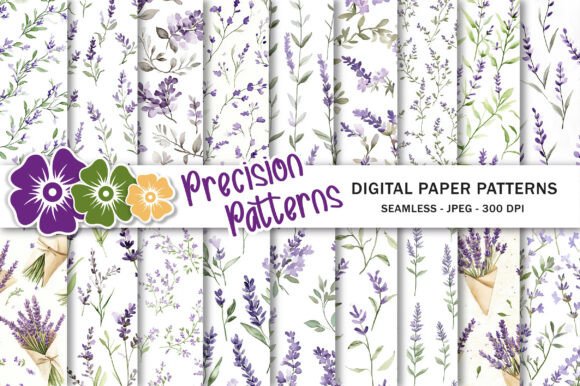 French Lavender Watercolor Digital Paper for Crafts