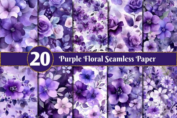 Purple Floral Seamless Paper for Creative Projects