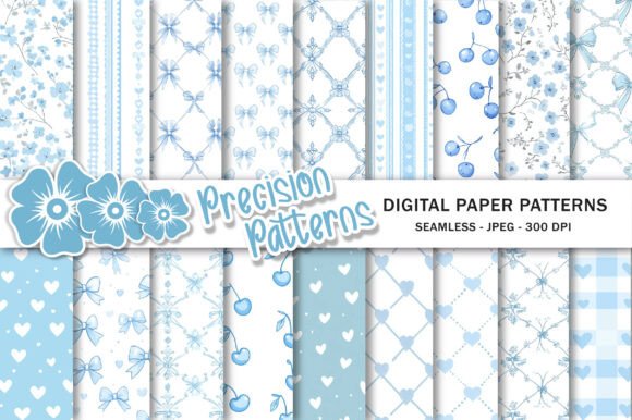 Sweet Blue Coquette Digital Paper for Creative Projects