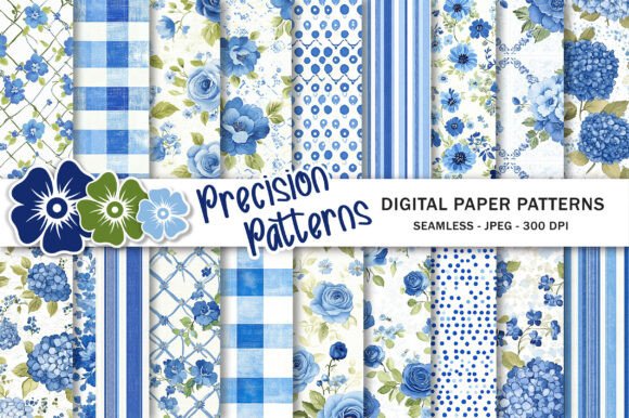 Unlocking Creative Potential with Watercolor Blue White Floral Digital P
