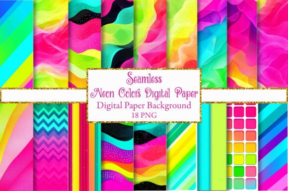 Vibrant Neon Colors Digital Paper for Modern Design