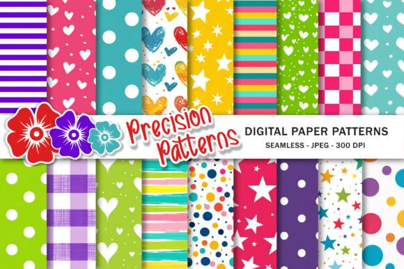 Vibrant Neon Colors Digital Paper Pattern for Design