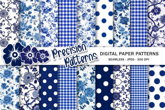 Vintage Blue Toile Digital Paper Pack