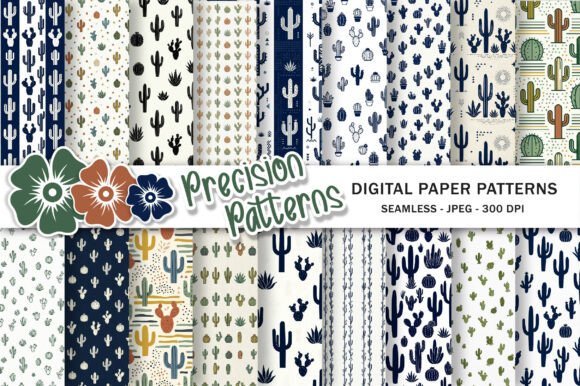 Watercolor Cactus Pattern Collection for Creative Projects